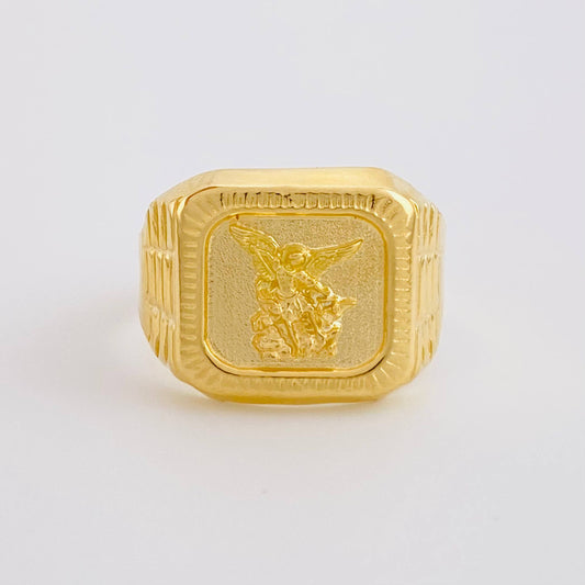 Saint Michael Archangel Signet Ring 3.55g / T10 Yellow Gold 18K