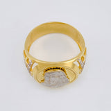 Christ Face Signet Ring 7.45g / T11 3/4 Two-Tone Yellow White Gold 18K