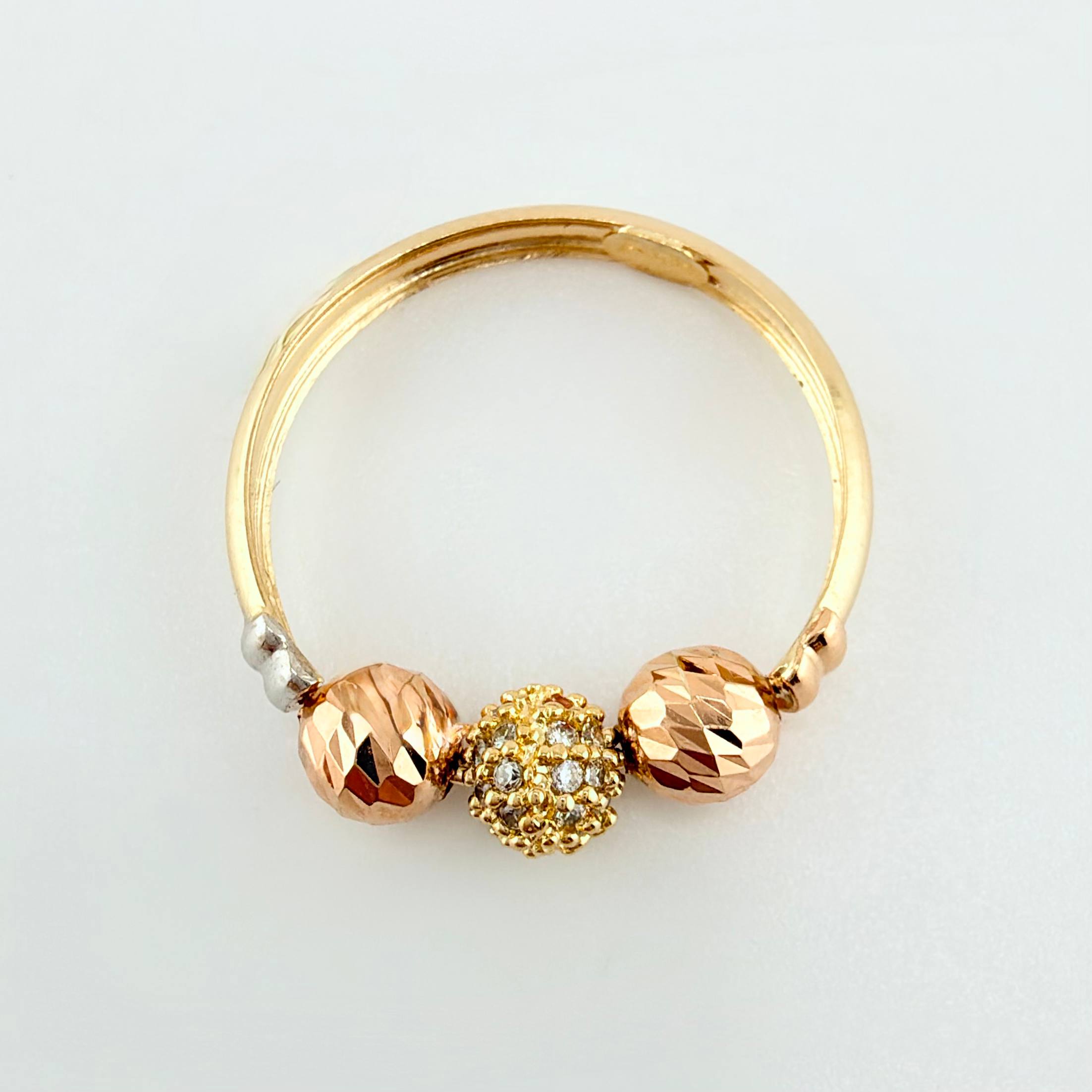 Anillo Trío Bolas 1.9gr / T7 / Tres Oros 18K ©