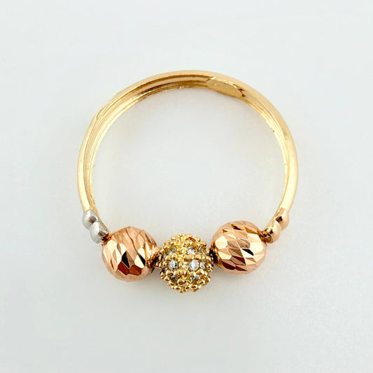 Anillo Trío Bolas 1.9gr / T7 / Tres Oros 18K ©