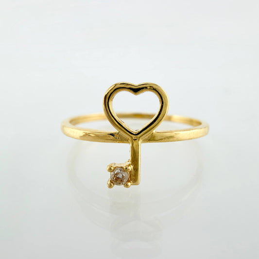Anillo Llave Corazón 1.55gr / T8 / Oro Amarillo 18K ©