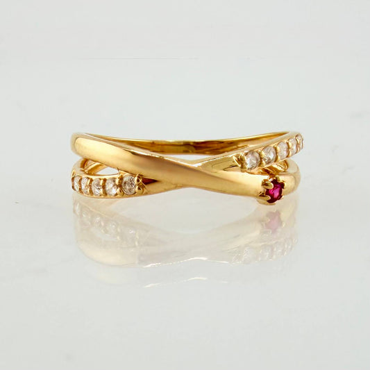 Anillo Carriles Cruzados 1.5gr / T4 3/4 / Oro Amarillo 18K ©
