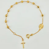 Pulso Denario Virgen Milagrosa Cruz 3.25gr / 8 1/4 in / 3.8mm Oro Amarillo +4 18K