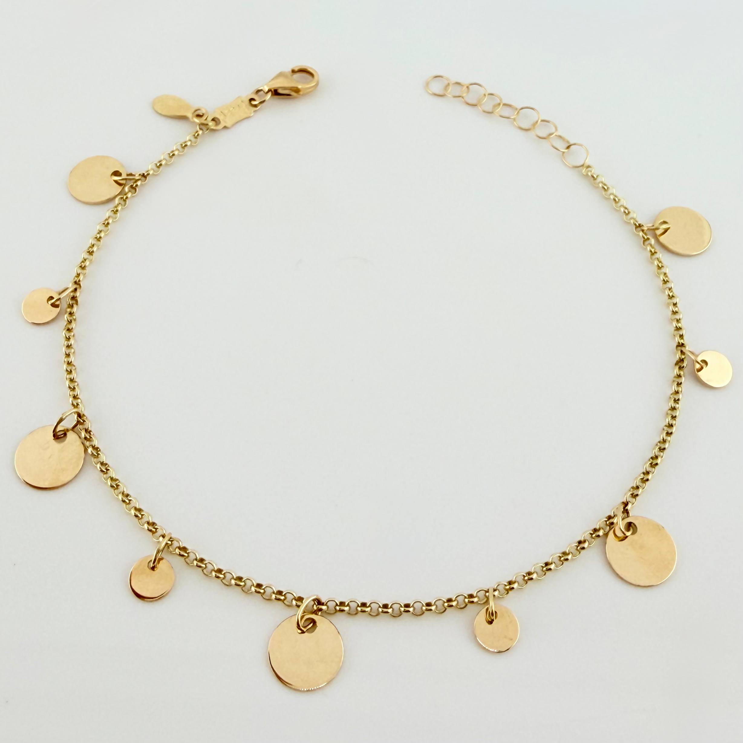 Pulso Roll-On Placas Circulares 2.8gr / 7 in / 1.5mm Oro Amarillo +4 18K ©