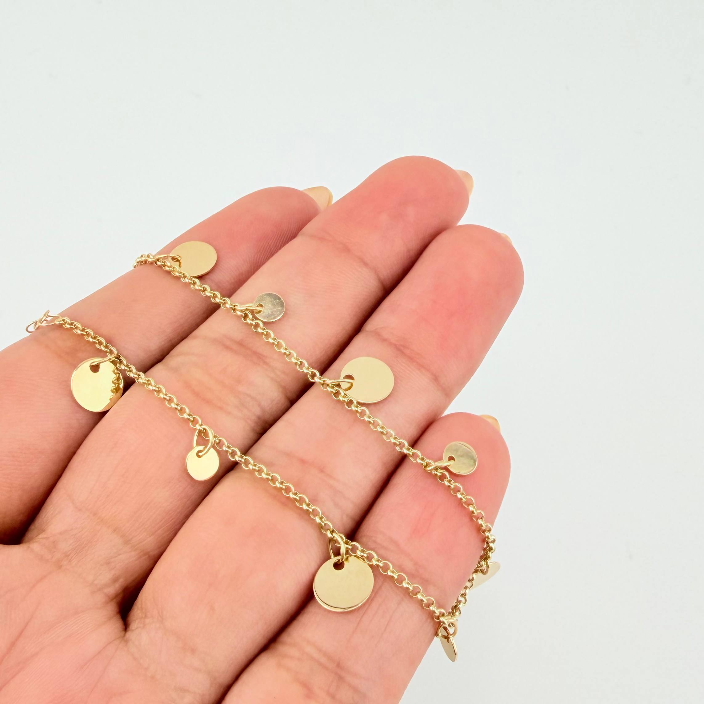 Pulso Roll On Placas Circulares 2.75gr / 7 1/4 in / 1.5mm Oro Amarillo +4 18K