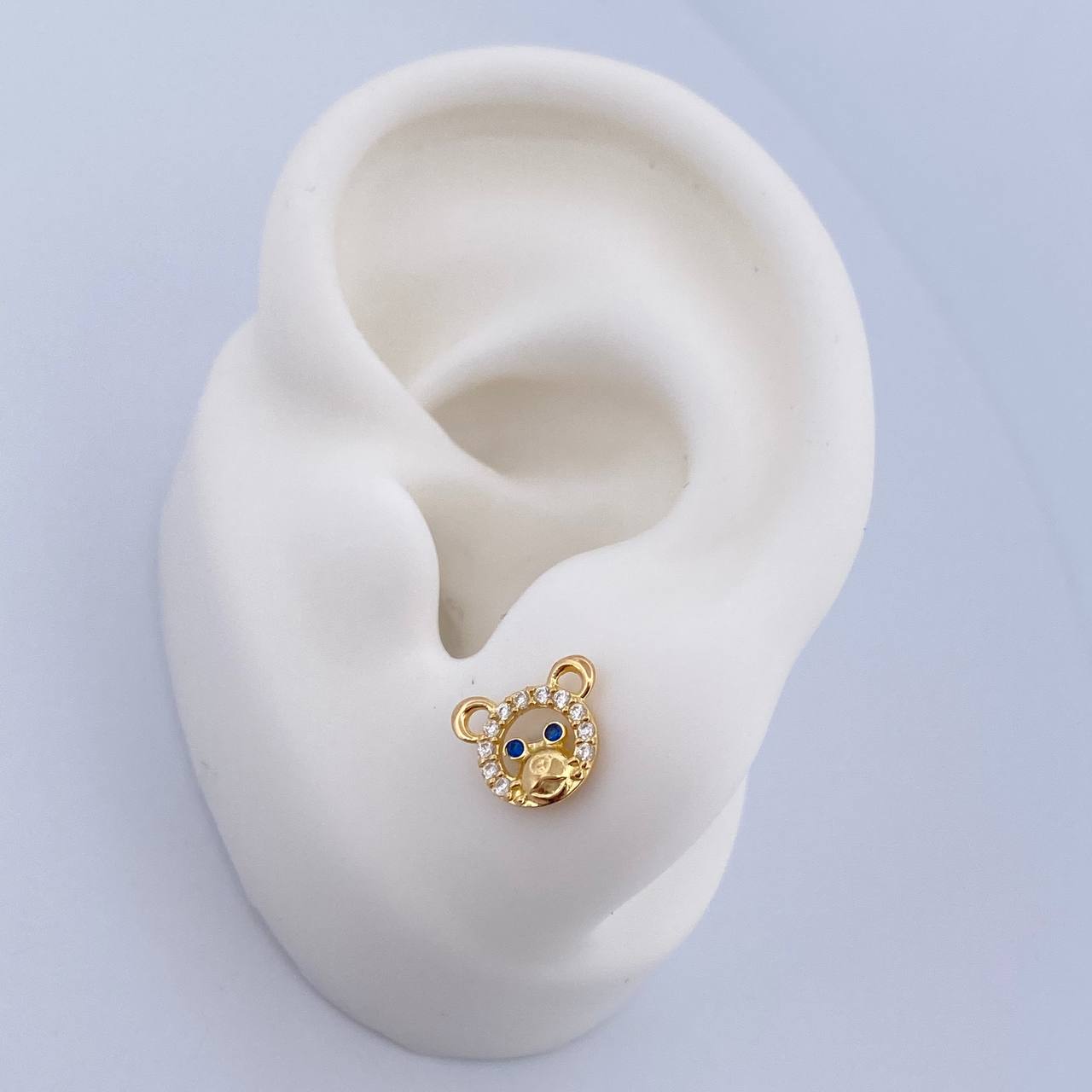 Topos Rostro Oso 1.1gr / Circones Azules Blancos Oro Amarillo 18K $