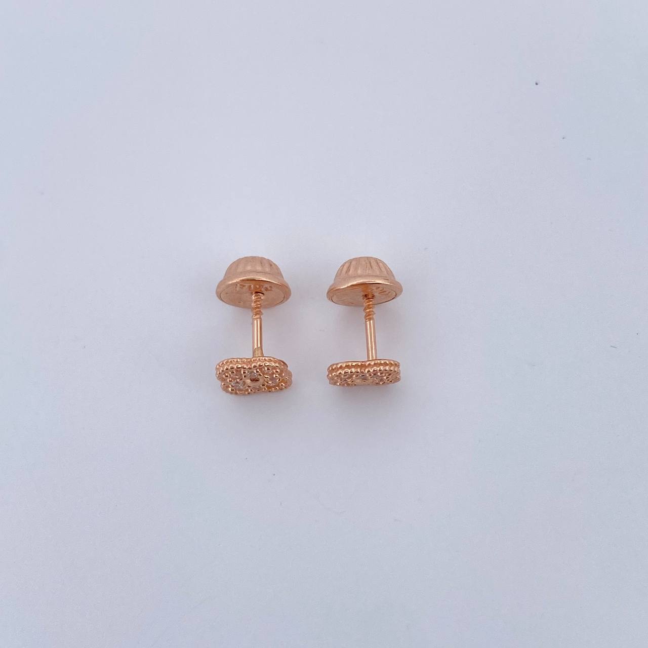 Topos Trebol 0.85gr / Circones Blancos Oro Rosa 18K $