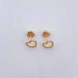 Topos Silueta Corazon 0.95gr / Circones Blancos Oro Amarillo 18K $