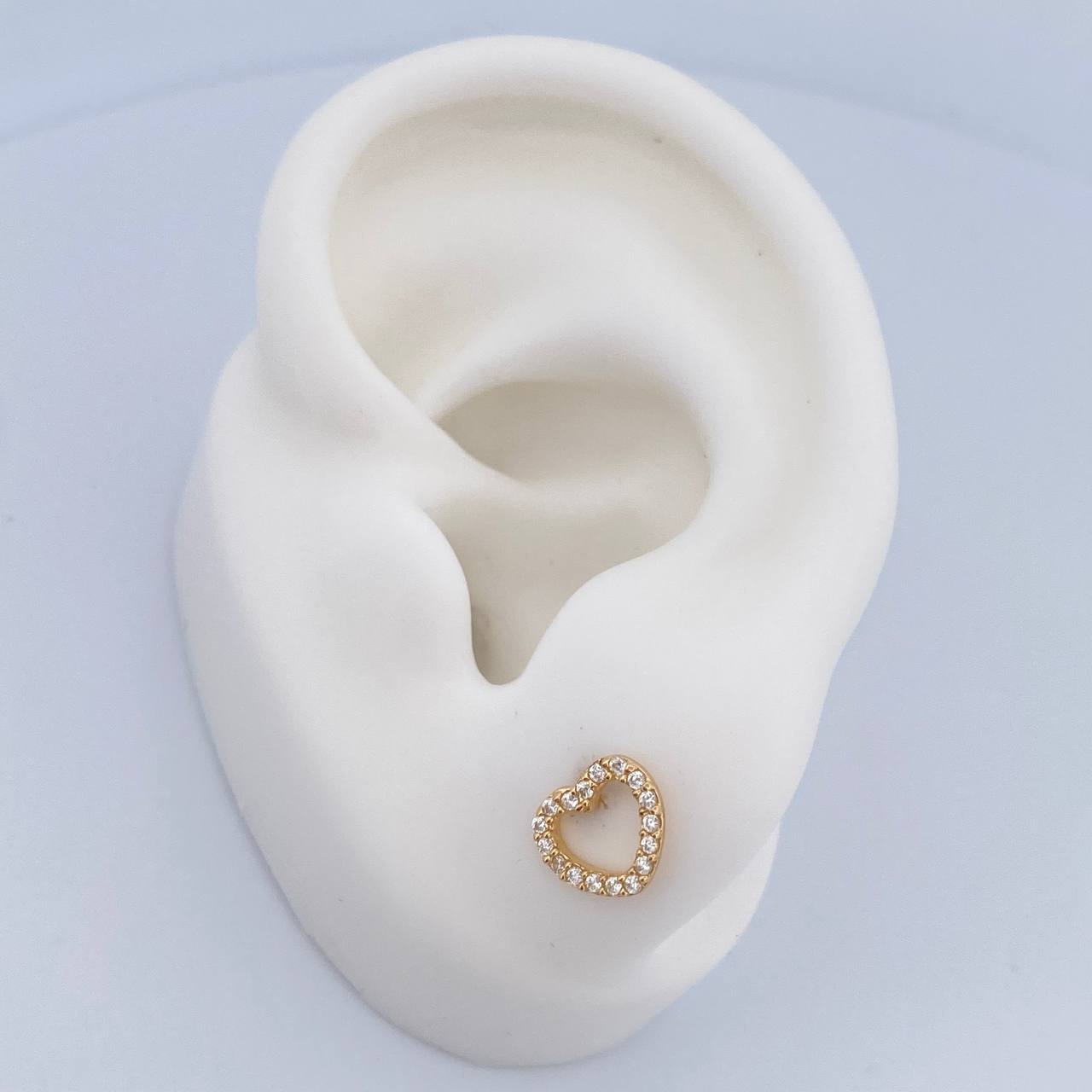 Topos Silueta Corazon 0.95gr / Circones Blancos Oro Amarillo 18K $