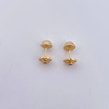Stud Earrings Flower 0.6gr / White Zircon Yellow Gold 18K $