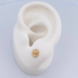 Stud Earrings Flower 0.6gr / White Zircon Yellow Gold 18K $