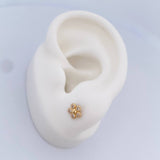 Stud Earrings Flower 0.75gr / White Zircons 18K Yellow Gold $