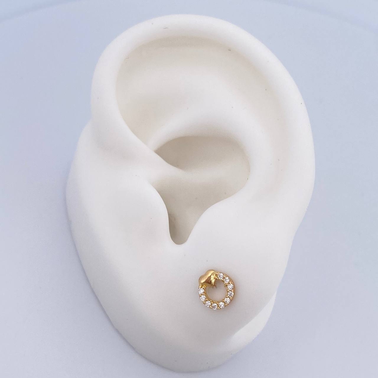 Stud Earrings Circle Heart 0.7gr / White Zircons 18K Rose Gold $