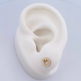 Stud Earrings Circle Heart 0.7gr / White Zircons 18K Rose Gold $