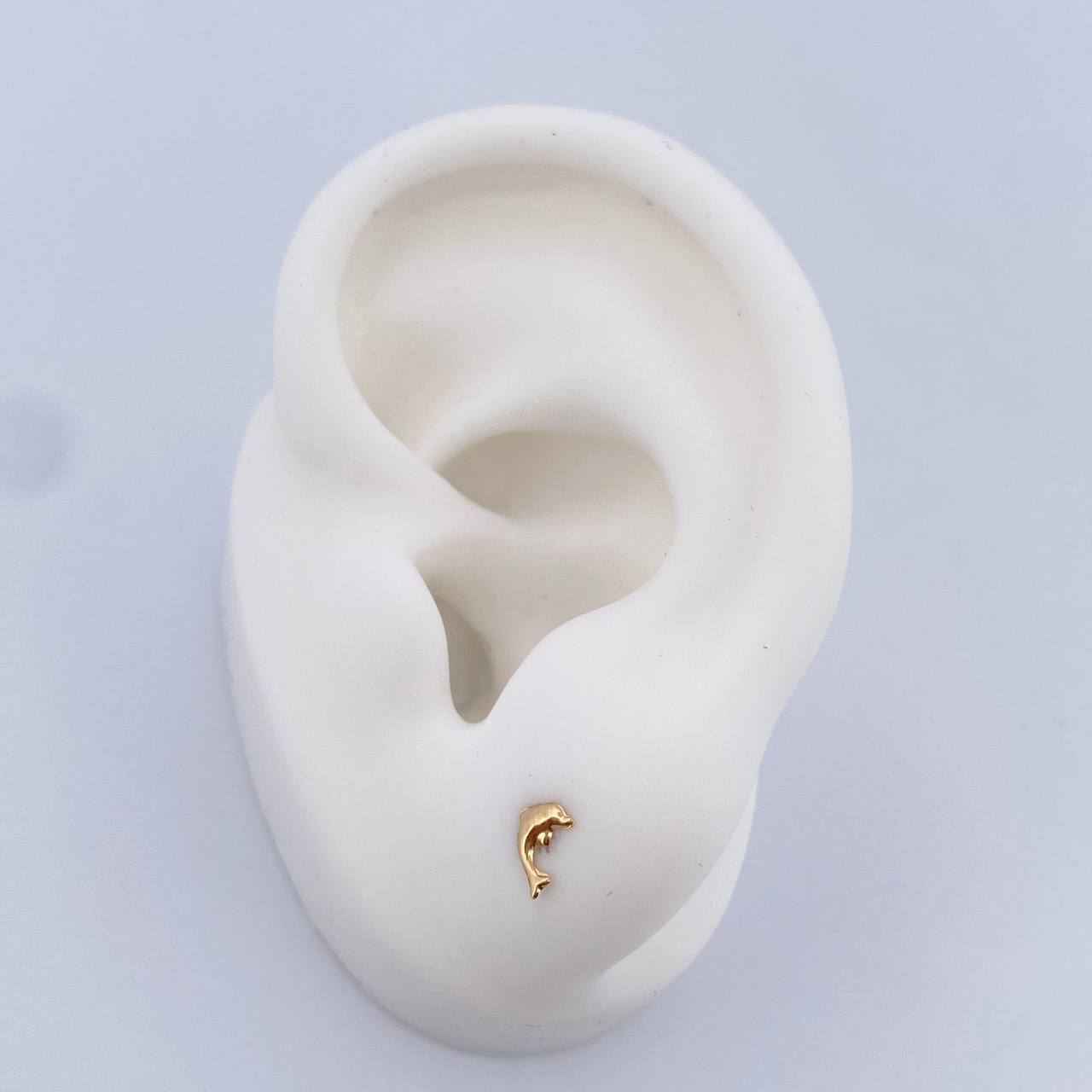 Stud Earrings Dolphin 0.4gr / 18K Yellow Gold $