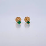Topos Cuatro Garras 0.4gr / Circon Verde Oro Amarillo 18K &