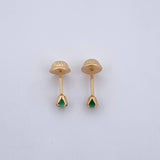 Stud Earrings Four Claws 0.45gr / Green Zircon 18K Yellow Gold $