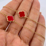 Cadena Espiga Trebol 3.7gr / 40cm / 2mm Electroestatico Rojo Oro Amarillo &