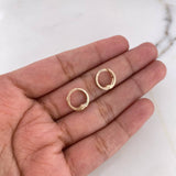 Candongas Carril Doble 0.95gr / 1cm / Circones Negros Oro Rosa 18K &