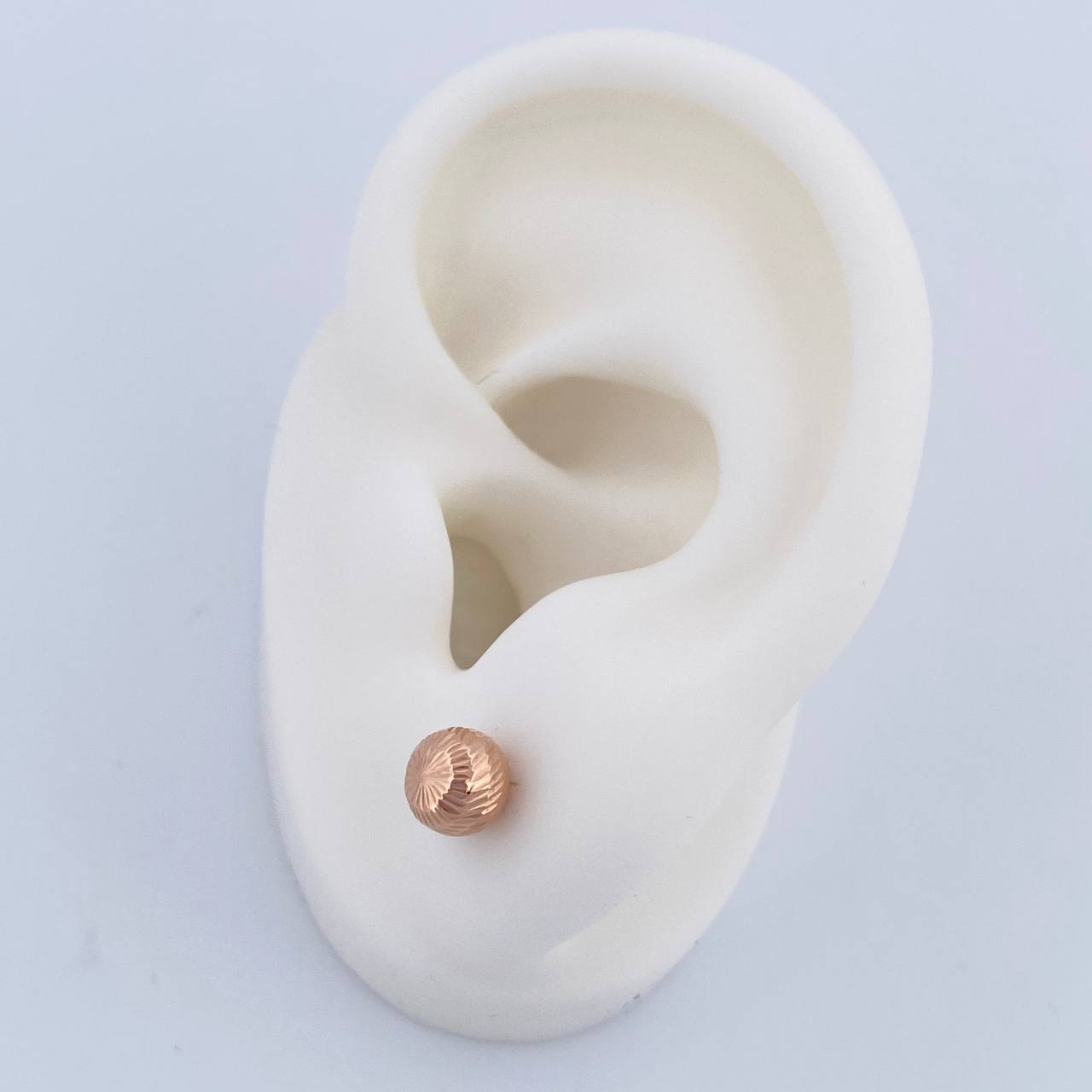 Stud Earrings Bead 0.75gr / 6mm Diamond Cut 18K Rose Gold &