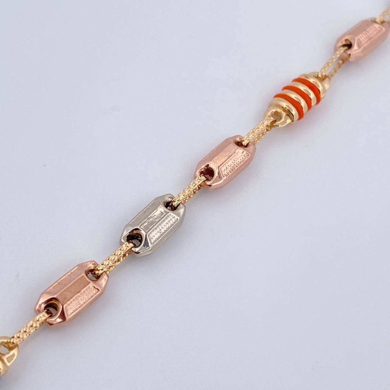 Rustic Barrel Anklet 6gr / 25.5cm (10.0in) / 18K Gold &