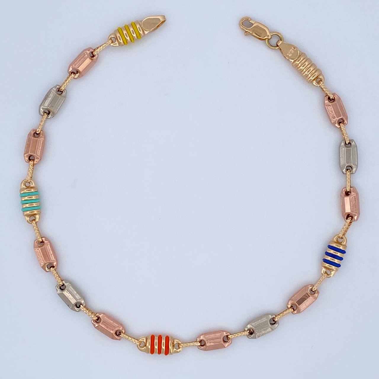 Rustic Barrel Anklet 6gr / 25.5cm (10.0in) / 18K Gold &
