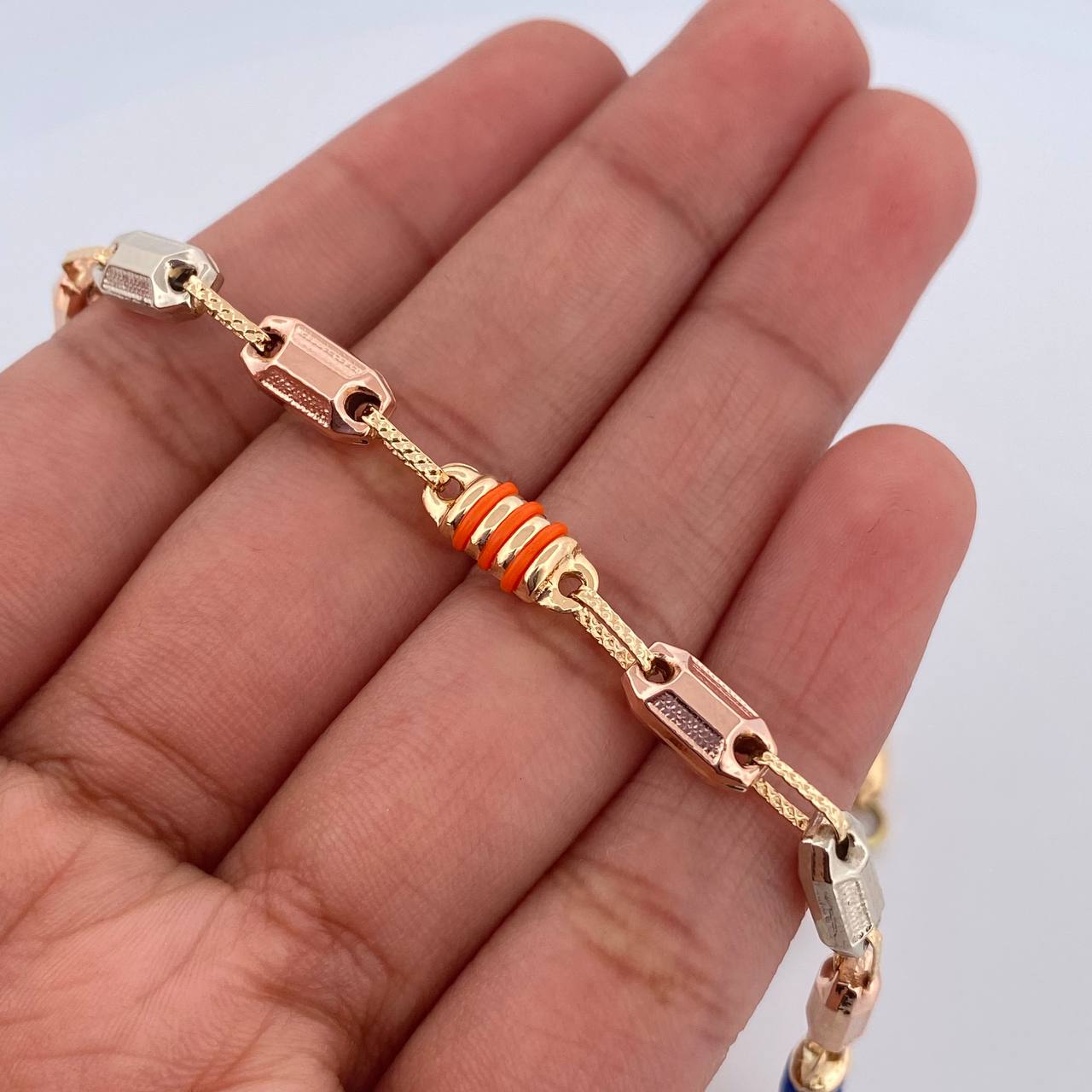 Rustic Barrel Anklet 6gr / 25.5cm (10.0in) / 18K Gold &