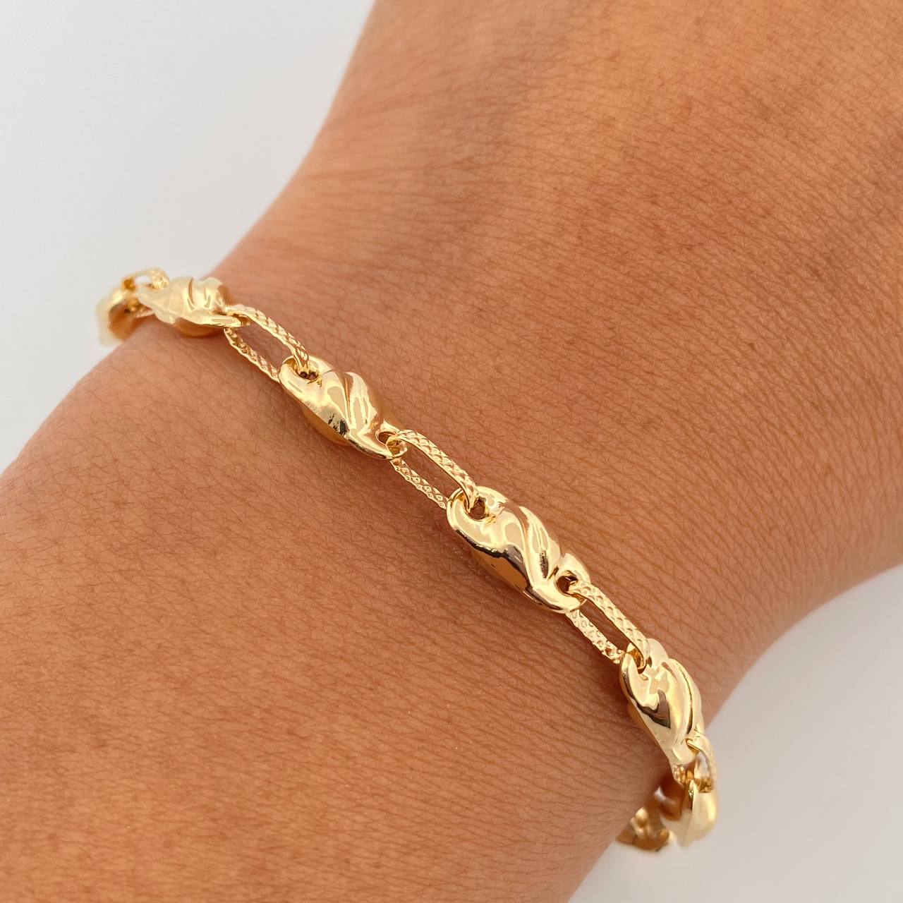 Bracelet Brown Grain 5.3gr / 8.7in / 18K Gold &