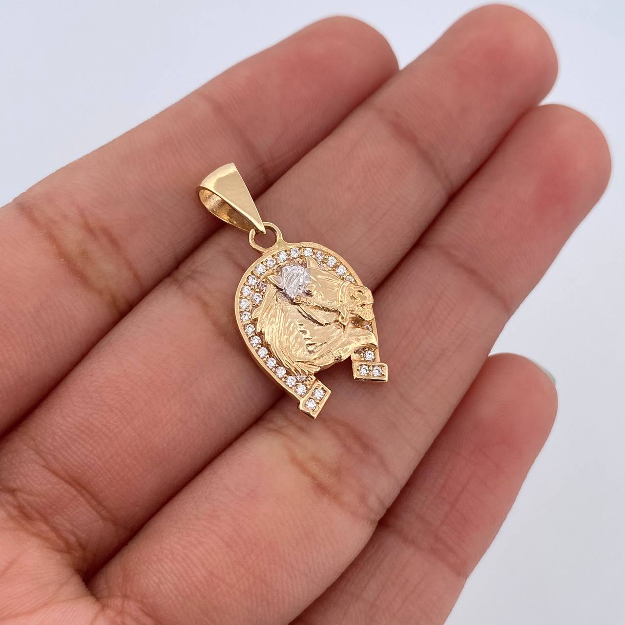 Pendant Horseshoe Horse 2.2gr / 2.5cm / 1.0in / 18K Gold &