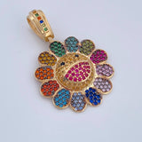 Pendant Happy Face Flower 6.2gr / 3.5cm (1.4in) / 18K Gold &
