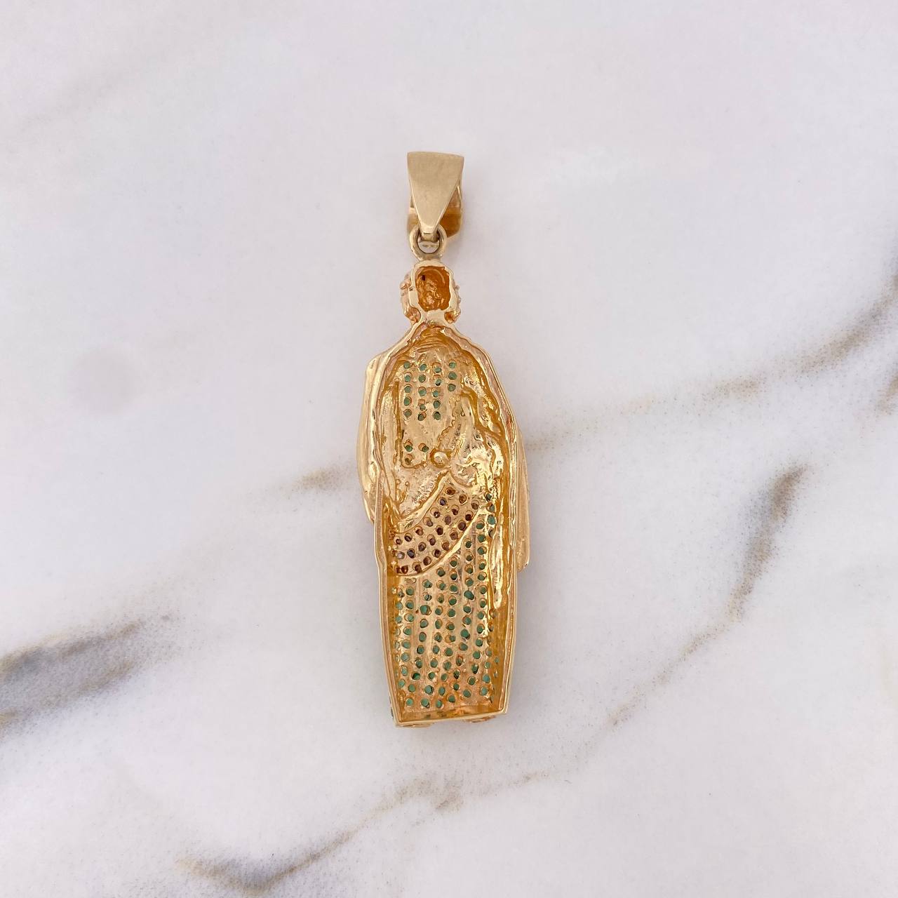 Pendant San Jose 12.35gr / 5.7cm / Green-Brown-White Zircons 18K Yellow Gold #