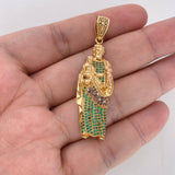 Pendant San Jose 12.35gr / 5.7cm / Green-Brown-White Zircons 18K Yellow Gold #