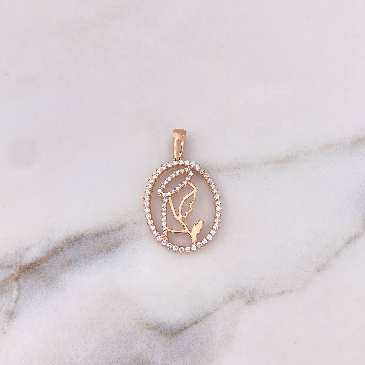 Pendant Virgin Mary 2.55gr / 3cm / White Zirconia 18K Rose Gold &