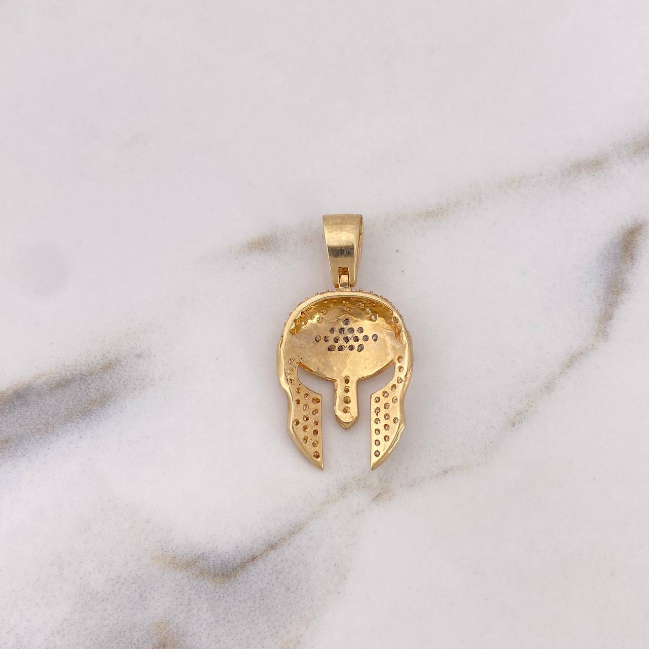 Pendant Spartan Helmet 3.45gr / 3cm / White Zircons Two 18K Yellow White Gold $