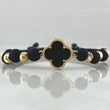 Pulsera Negra Herraje Trebol 3gr / Nac.Esp. Oro 18K *