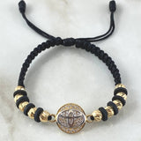 Pulsera Negra Herraje Marca Automovil 4.9gr / Oro 18K