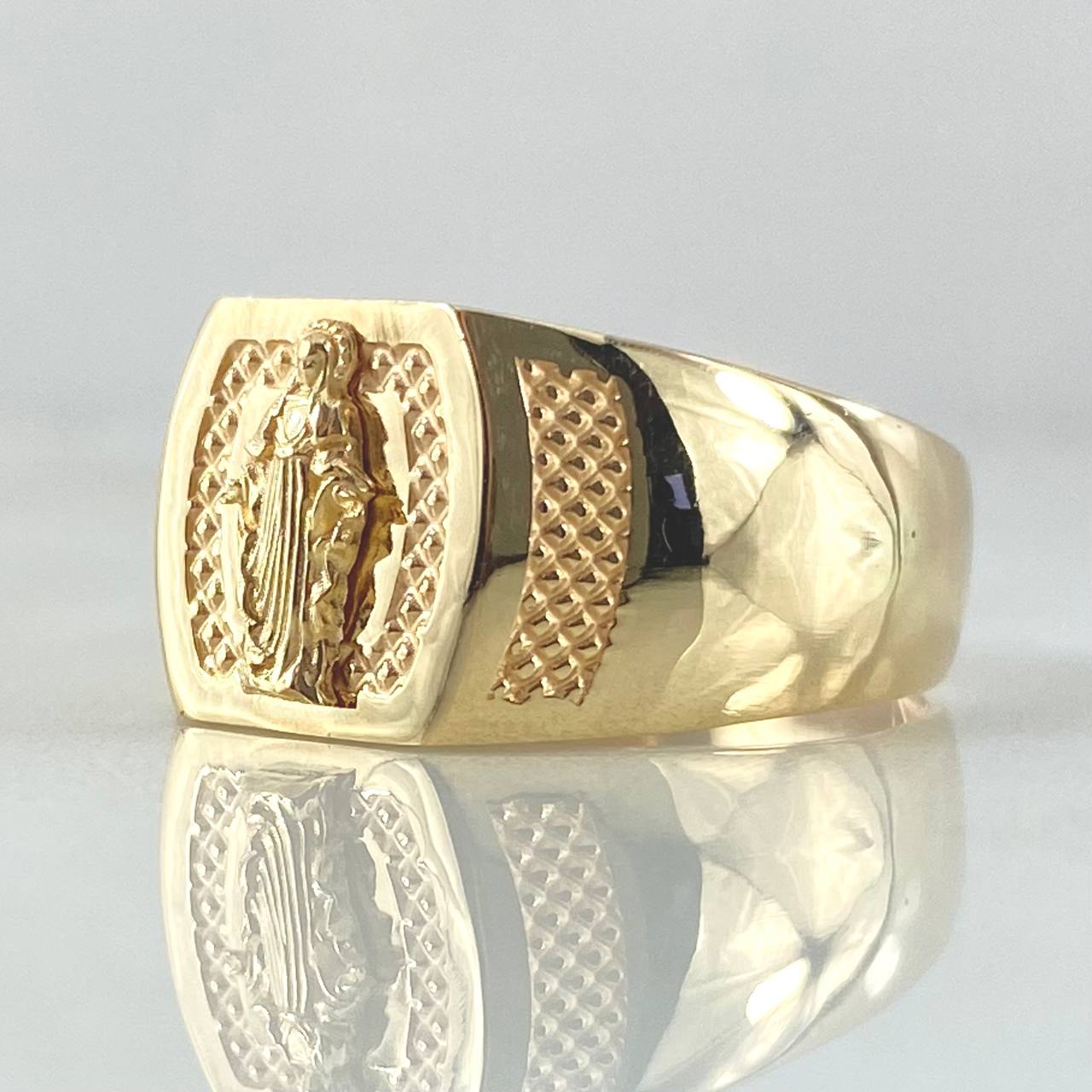 Anillo Virgen Milagrosa Punteado 3.55gr / T7 1/4 / Oro Amarillo 18K