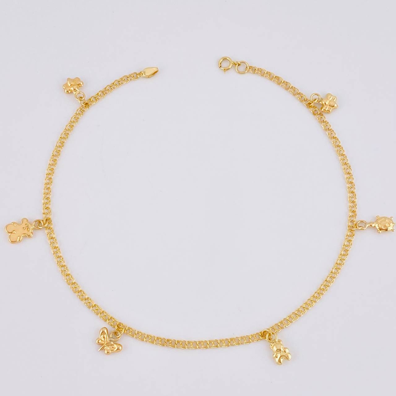 Tobillera Roll On Dijes 3.6 g / 9 3/4 in / 2.3 mm Oro Amarillo 18K