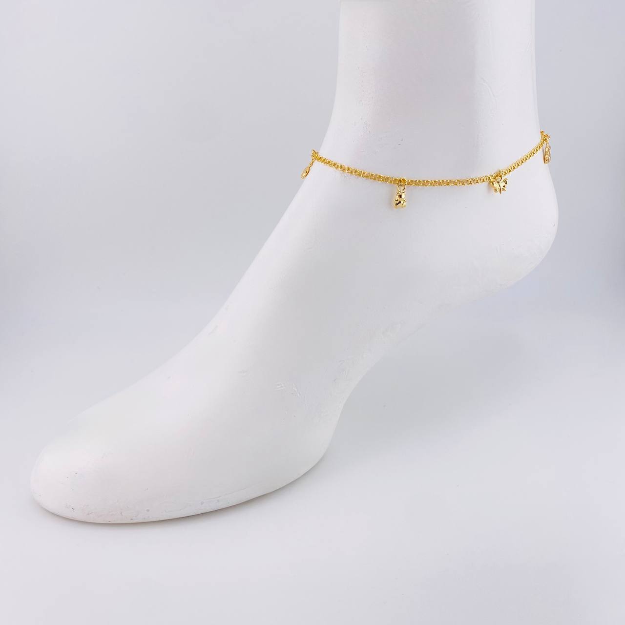 Tobillera Roll On Dijes 3.6 g / 9 3/4 in / 2.3 mm Oro Amarillo 18K