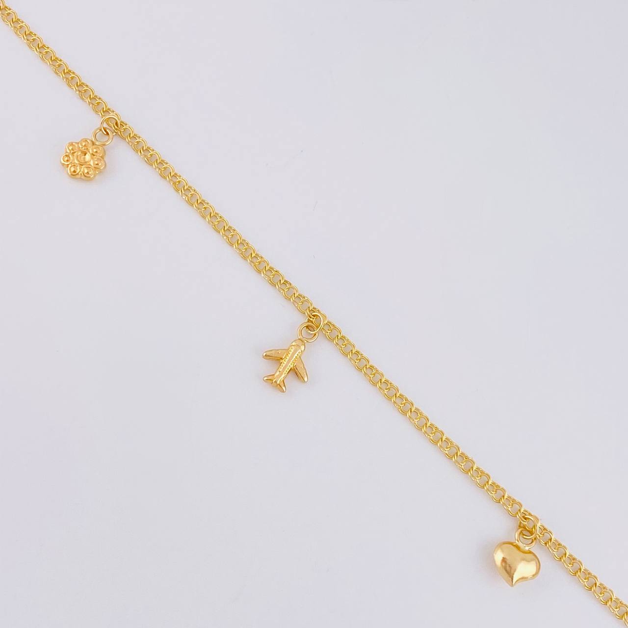 Tobillera Roll On Dijes 3.75 g / 9 3/4 in / 2.3 mm Oro Amarillo 18K