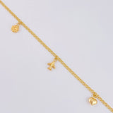 Tobillera Roll On Dijes 3.75 g / 9 3/4 in / 2.3 mm Oro Amarillo 18K