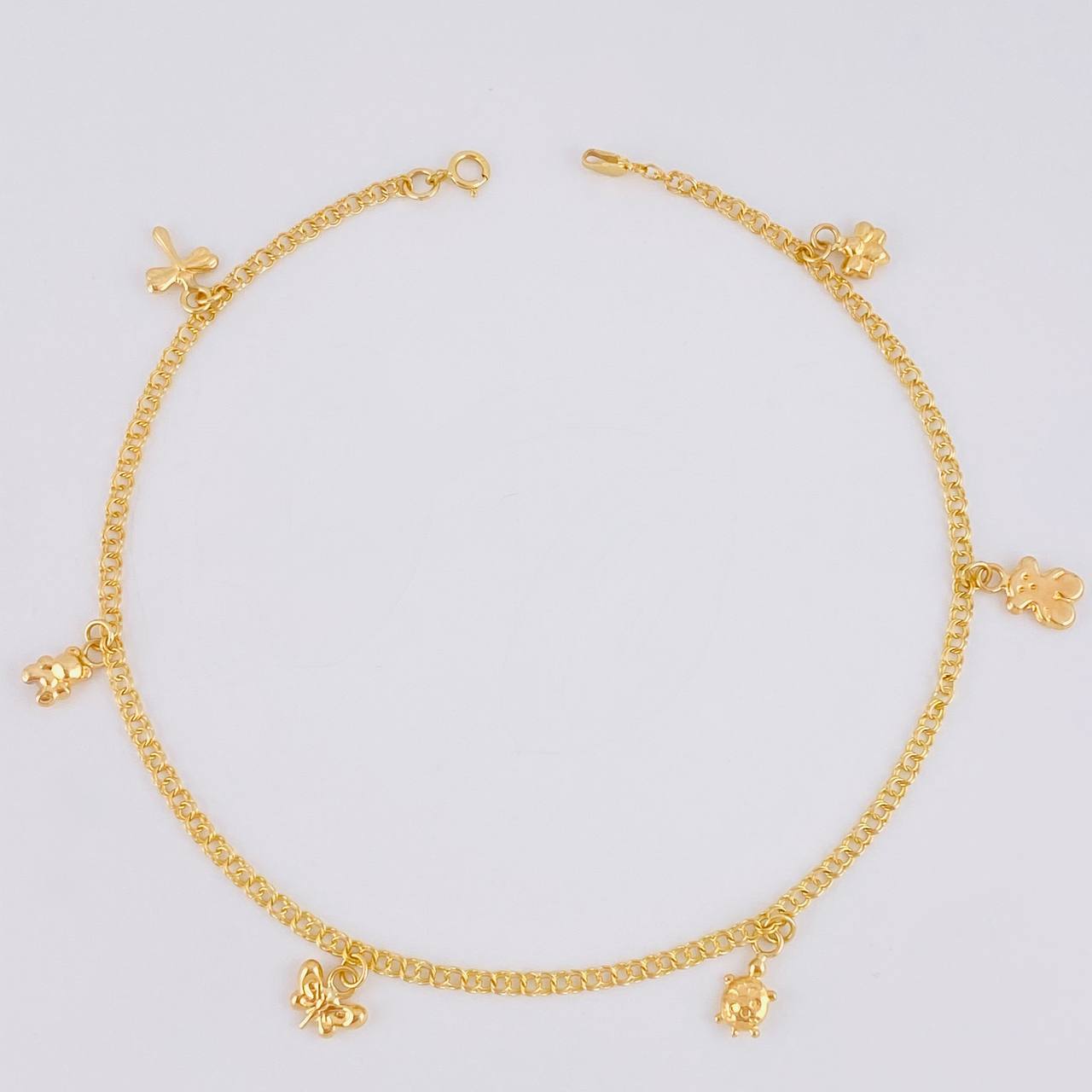 Tobillera Roll On Dijes 3.6 g / 10 in / 2.3 mm Oro Amarillo 18K