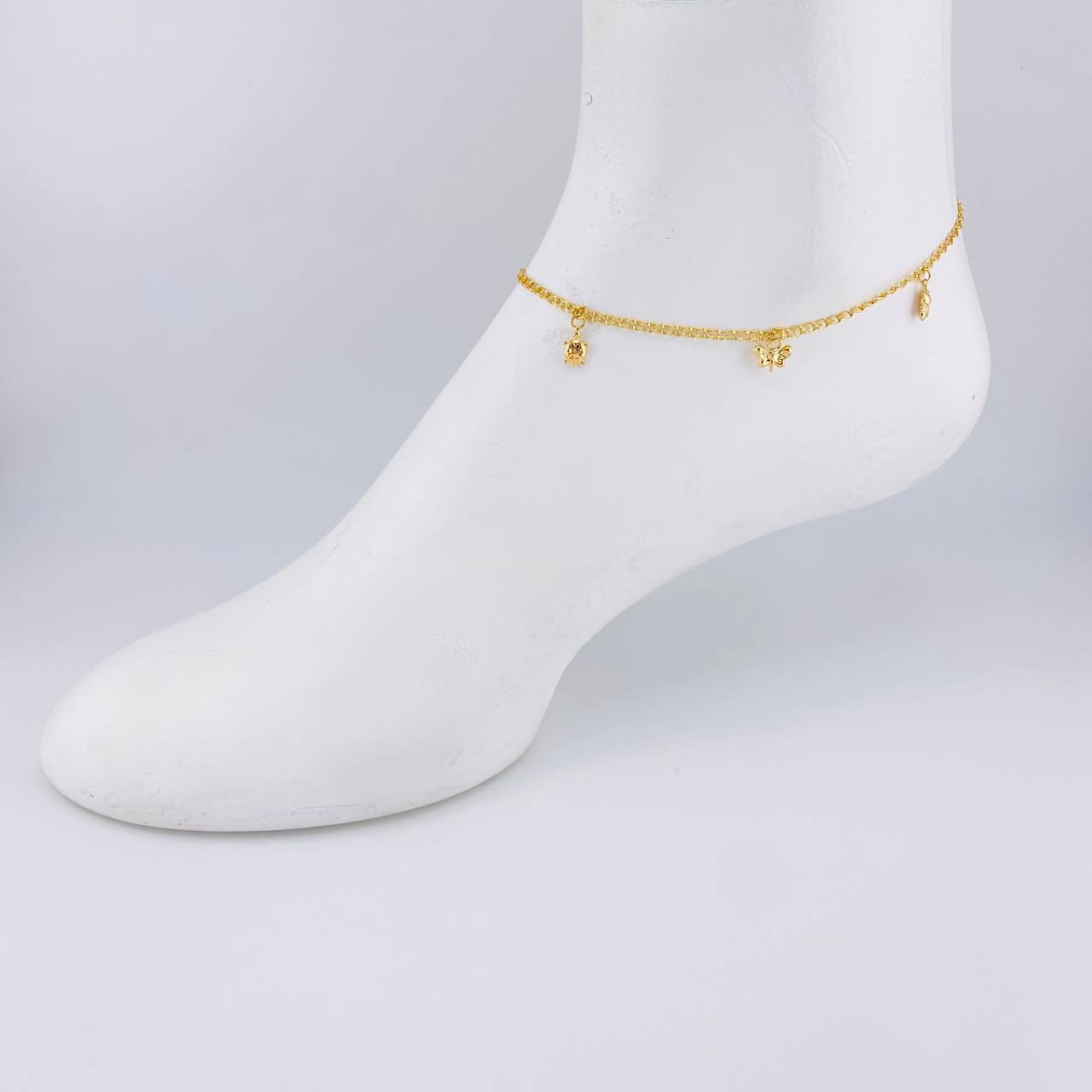Tobillera Roll On Dijes 3.6 g / 10 in / 2.3 mm Oro Amarillo 18K