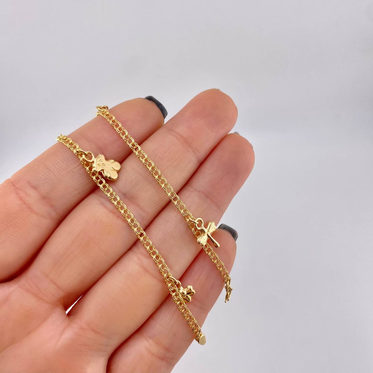 Tobillera Roll On Dijes 3.6 g / 10 in / 2.3 mm Oro Amarillo 18K