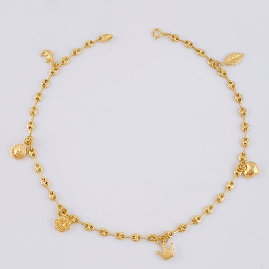 18K Yellow Gold Gc Pendants Anklet 4.05 g / 10 in / 3.2 mm