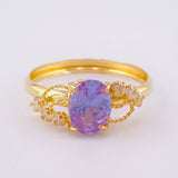 Anillo Solitario Lila Real 1.8 g / T8 1/2 Oro Amarillo 18K
