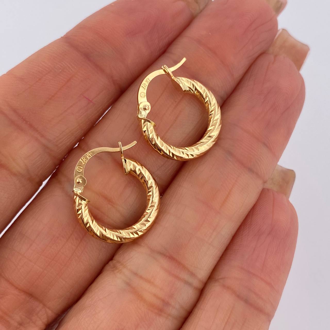 Hoop Earrings Carlota 1.5gr / 0.7in / 18K Gold &