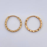 Hoop Earrings Grooved Hoop 0.65gr / 1.3cm / 18K Gold &
