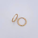 Hoop Earrings Grooved Hoop 0.65gr / 1.3cm / 18K Gold &