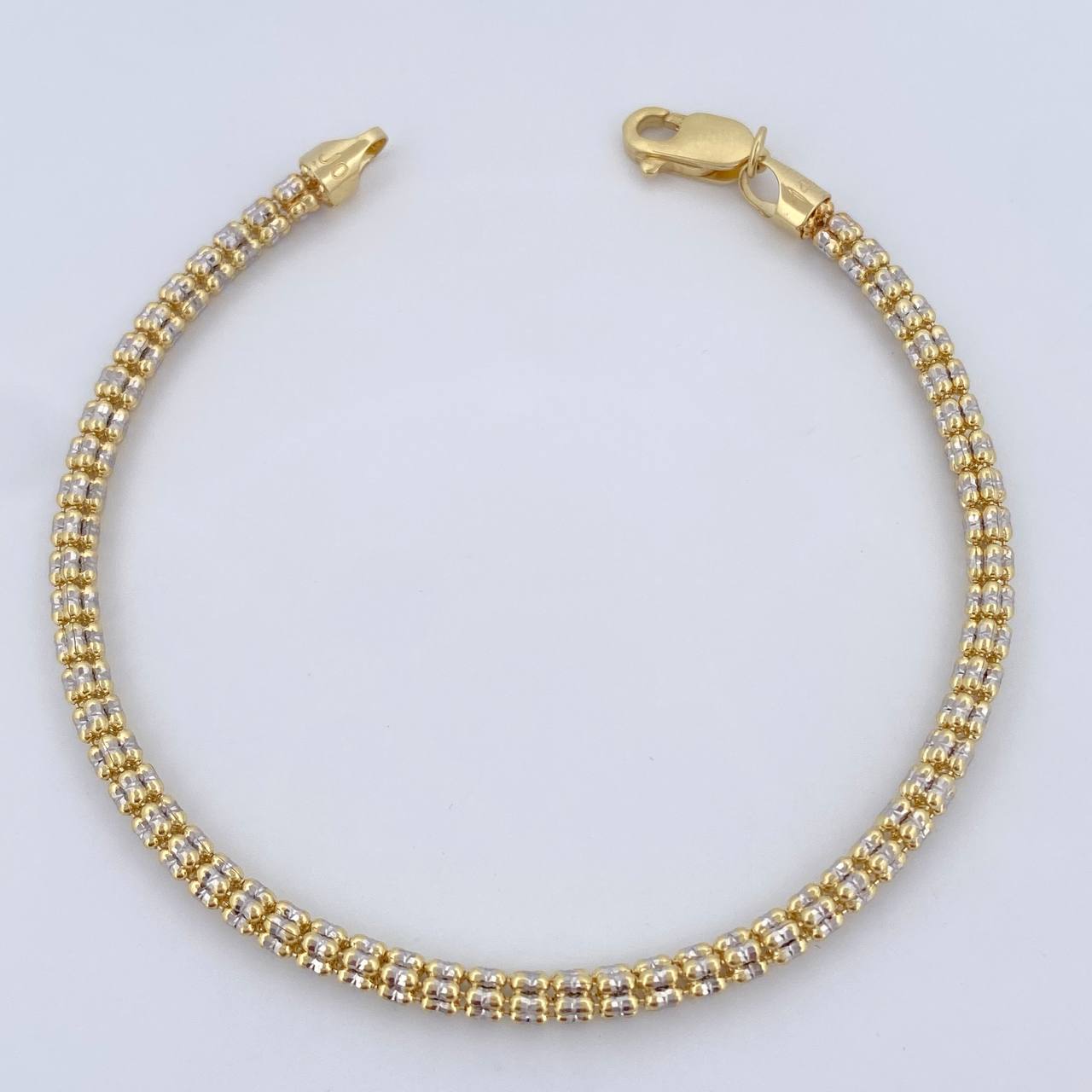 Ice Bracelet 6.7gr / 7 1/2 in / Two Tone Yellow White Gold +4 14K Italy &
